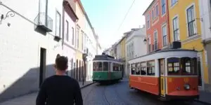 Person standing on a beautiful Portuguese street