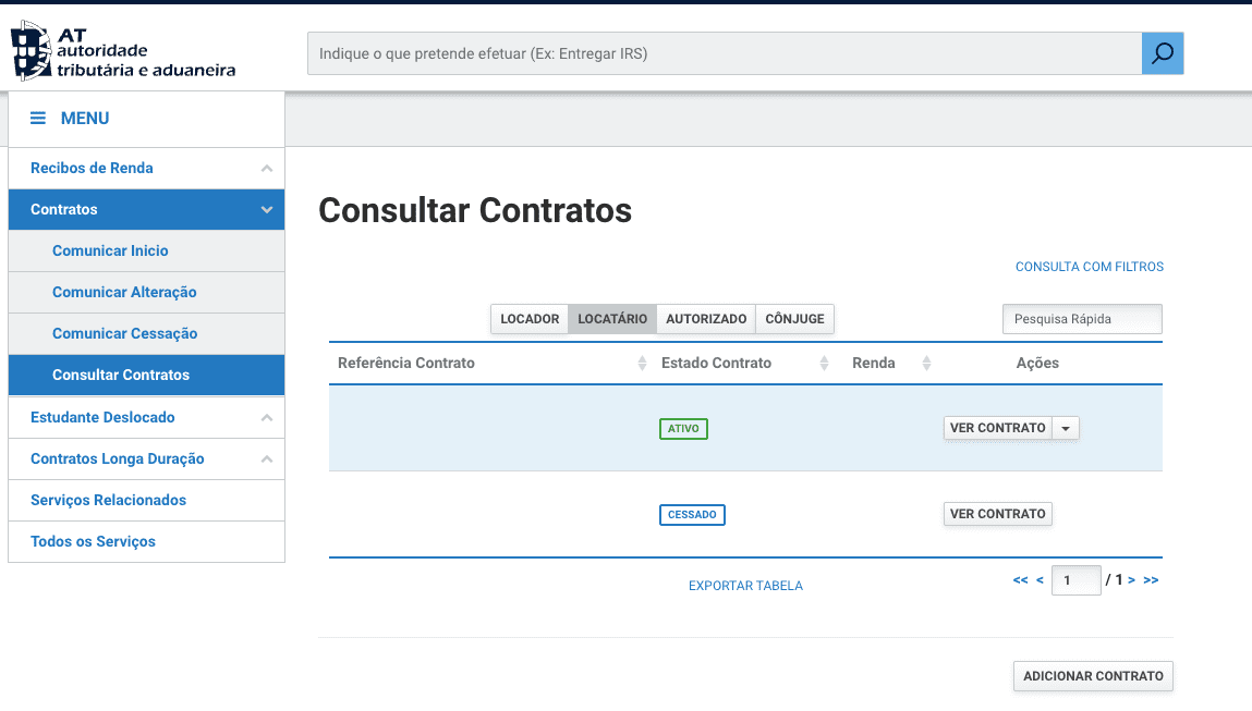 Portal das Finanças Consultar contratos - Prova de alojamento Portugal 2025 AIMA