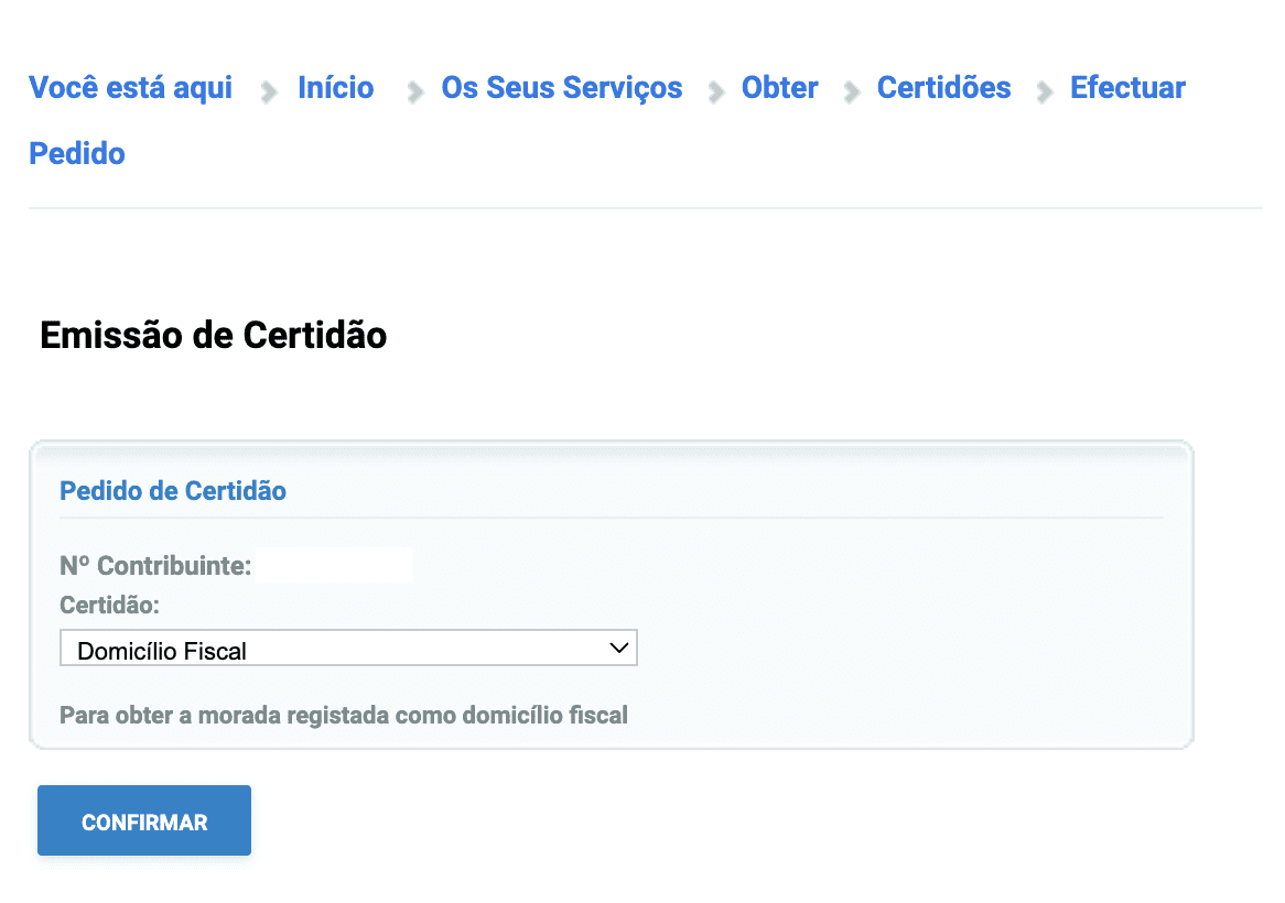 Prova de alojamento AIMA Portugal 2025 - pedido Certidão Domicílio Fiscal